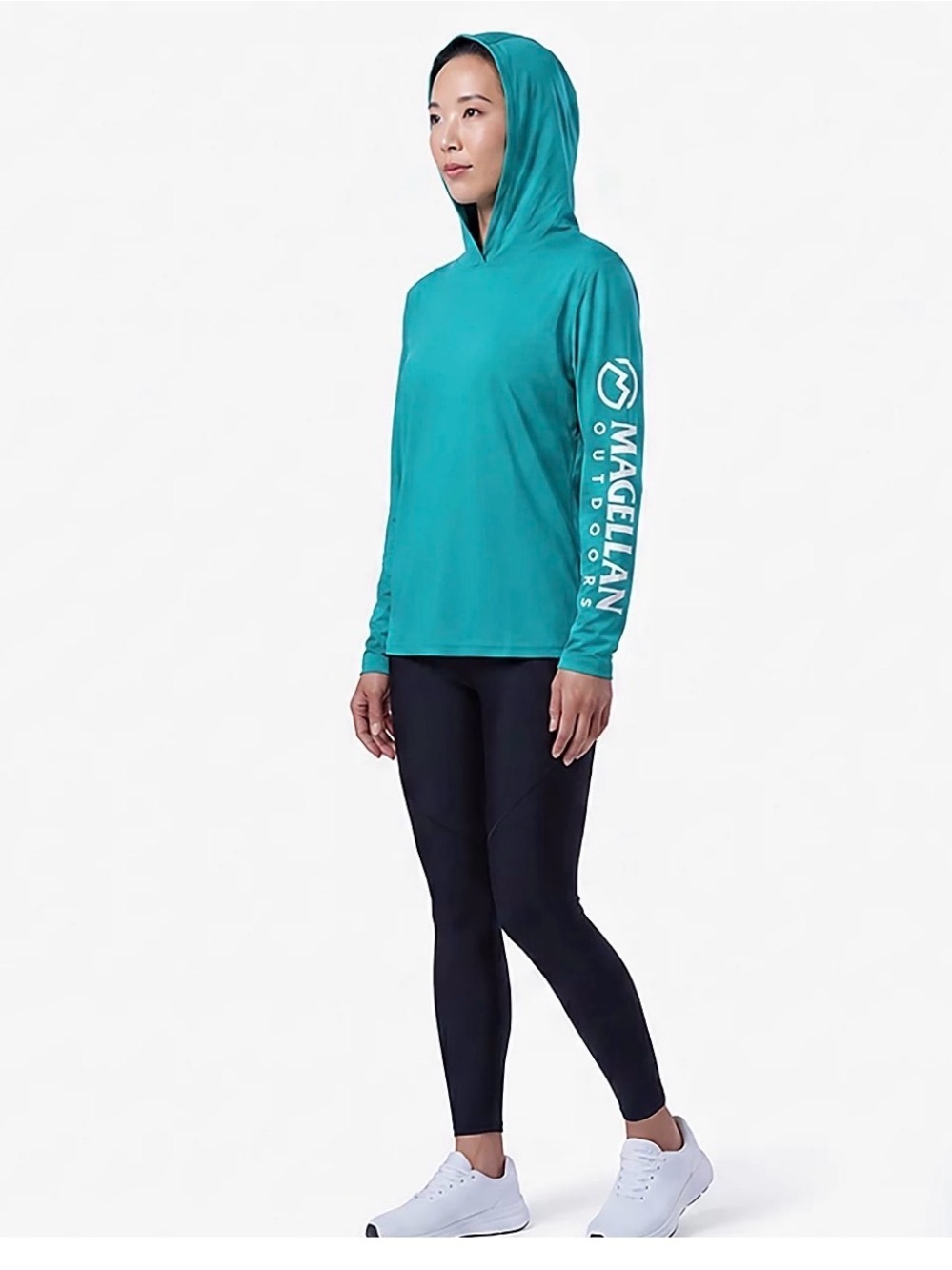 Magellan Outdoors Teal Women's Hooded Long-Sleeve Sun Shirt SZ L
